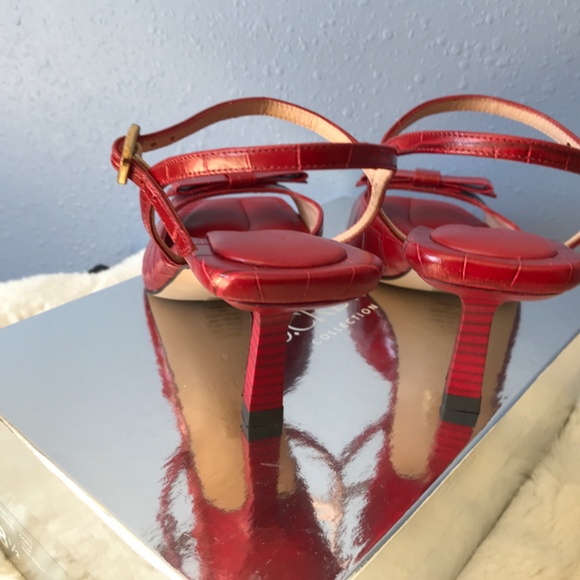 Red leather J Crew sandals size 8.5 - Picture 7 of 11